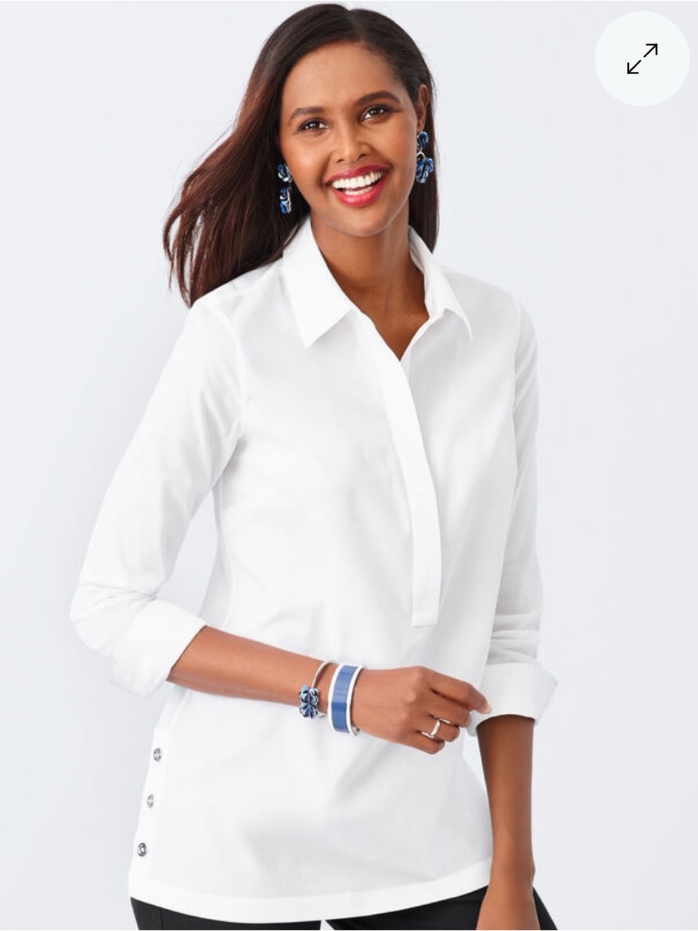 Talbots The Non Iron White Shirt Classic Tunic Button